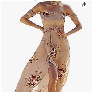 Off the shoulder floral high low dress
